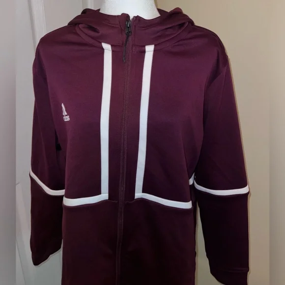 Burgundy Adidas zip up jacket - Picture 3 of 6